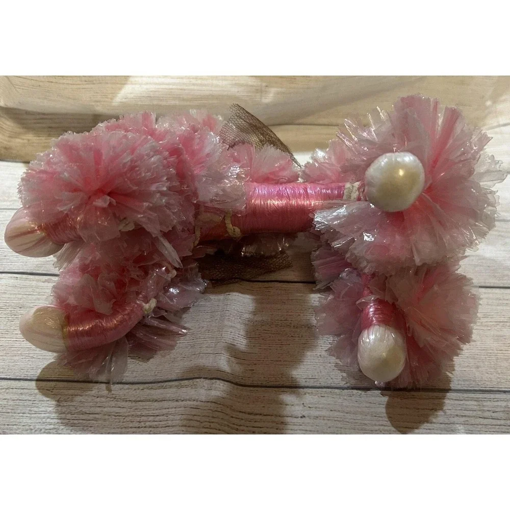 Vintage Kitschy Handmade Plastic Pompom Pom Poms Pink Poodle 9